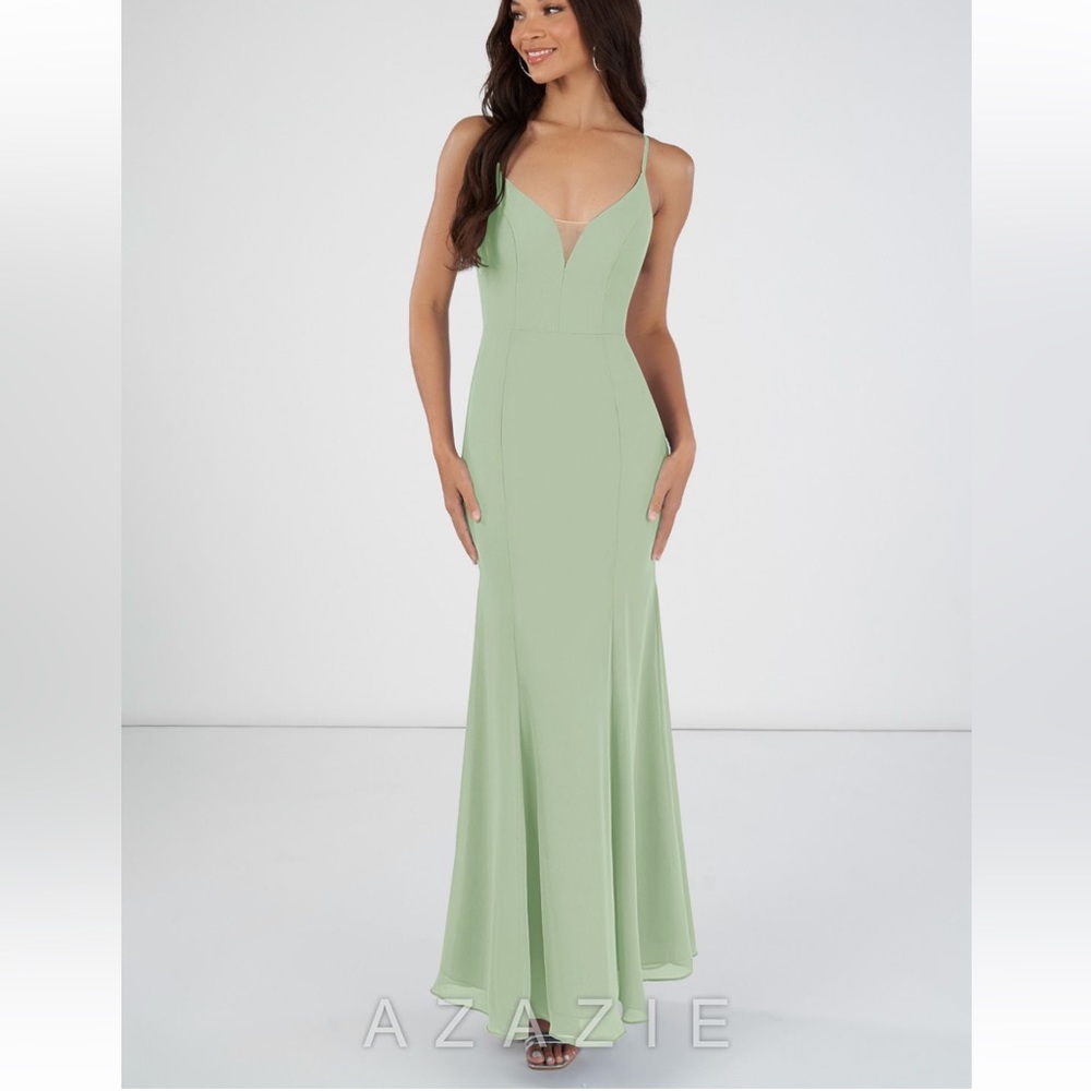 NWT Azazie dusty sage Ezra dress